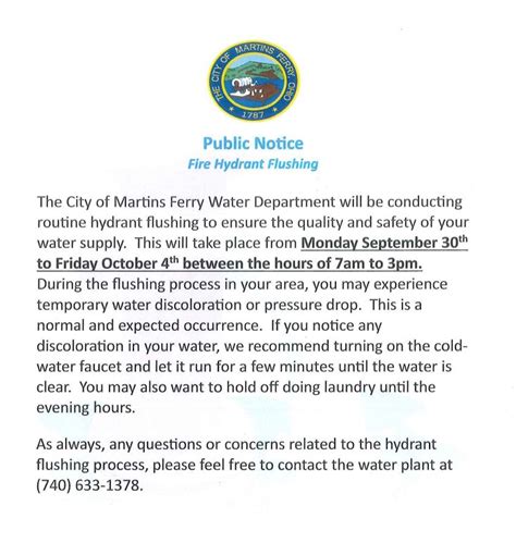 City of Martins Ferry Water Department .